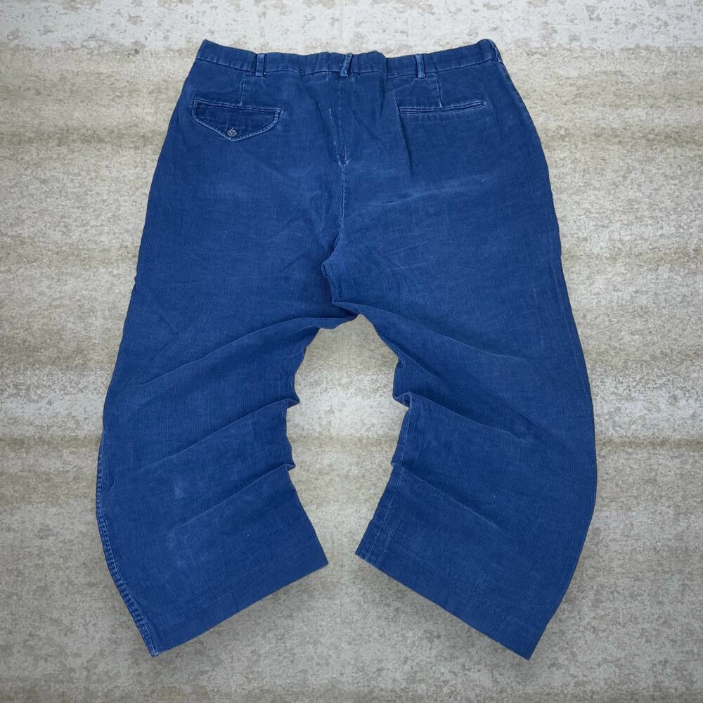 Vintage 90s Lands End Corduroy Pants 38x26 Baggy Wide Fit Blue Cotton Flat Front